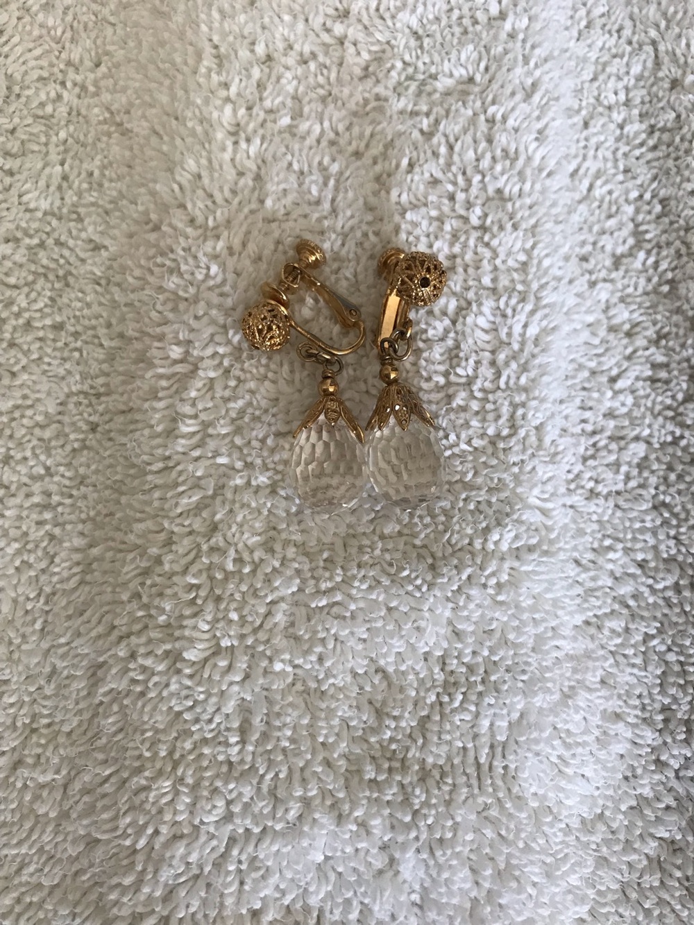 Gold-Tone Clear Crystal Drop Clip-On Earrings By Napier